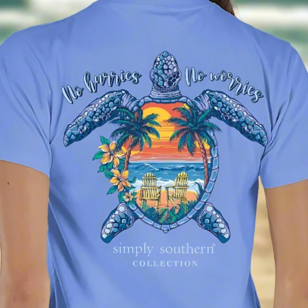 NWT Simply Southern Ocean Blue Turtle Tracker Tshirt